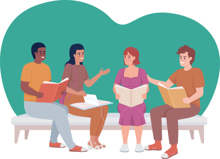 Focus Group Illustration of 4 people talking